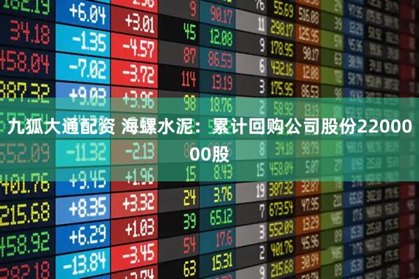 九狐大通配资 海螺水泥：累计回购公司股份2200000股
